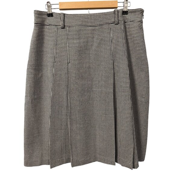 Jones New York Signature Wool Blend Houndstooth Pleated Skirt Size 12 Black & Wh - Picture 1 of 12